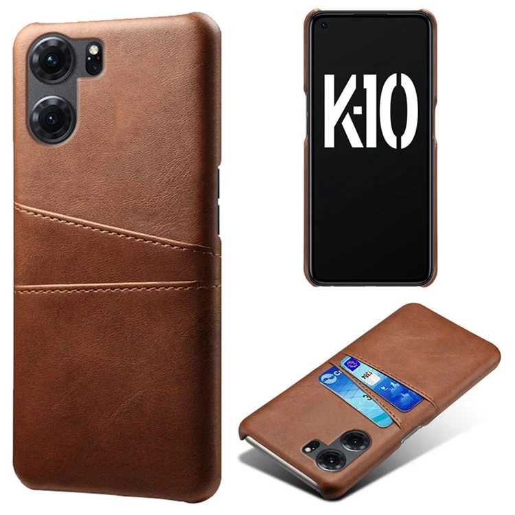 For Oppo K10 Pro 5G Anti-fall Phone Case Thin Card Slots Back Case PU Leather Coated Hard PC Cover - Black-Cellmalls