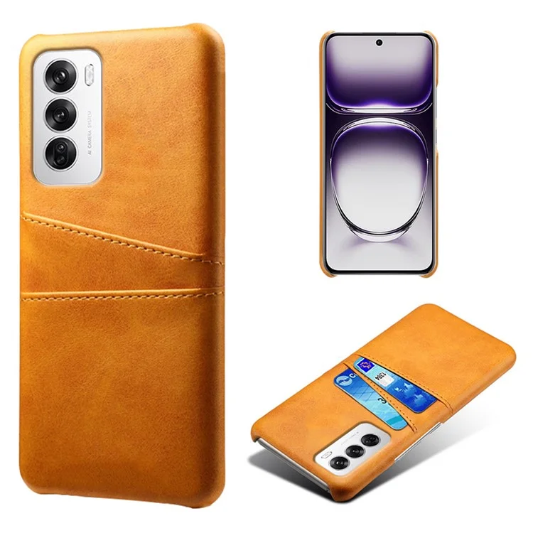 For Oppo Reno12 5G (Global) Case Dual Card Slots PU Leather + Hard PC Phone Cover - Orange-Cellmalls