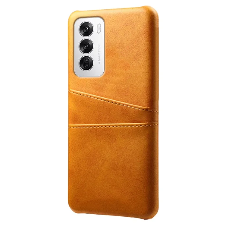 For Oppo Reno12 5G (Global) Case Dual Card Slots PU Leather + Hard PC Phone Cover - Orange-Cellmalls