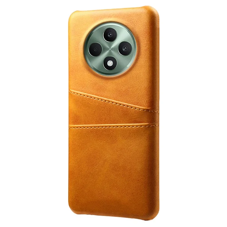 For Oppo Reno12 F 5G Case Dual Card Slots PU Leather + Hard PC Phone Cover - Orange-Cellmalls