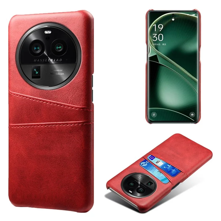 Phone Case for Oppo Find X6 Pro Back Shell, Dual Card Slots PU Leather Coated PC Cover - Black-Cellmalls