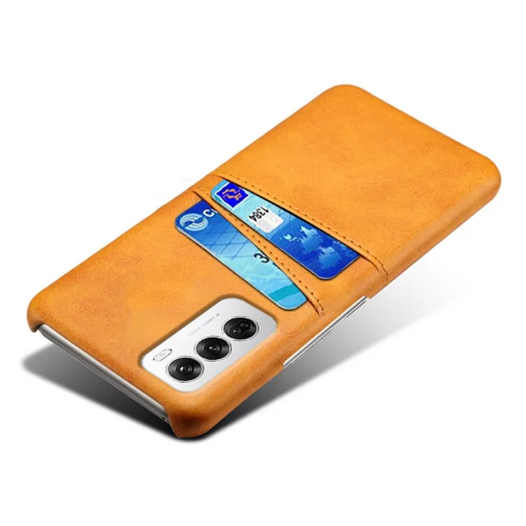 For Oppo Reno12 5G (Global) Case Dual Card Slots PU Leather + Hard PC Phone Cover - Orange-Cellmalls