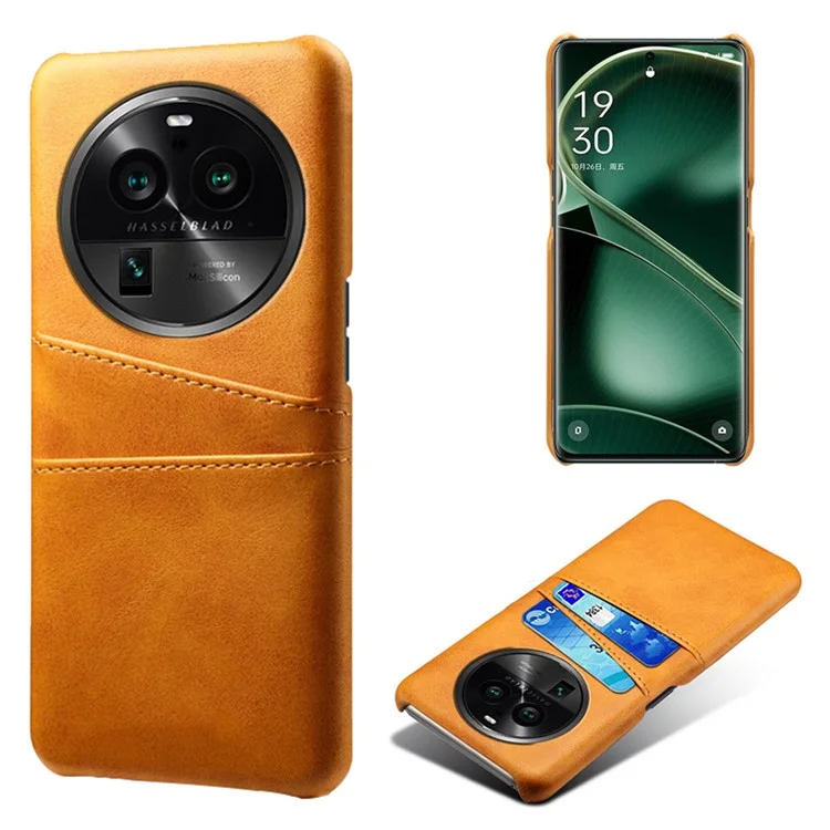 Phone Case for Oppo Find X6 Pro Back Shell, Dual Card Slots PU Leather Coated PC Cover - Black-Cellmalls