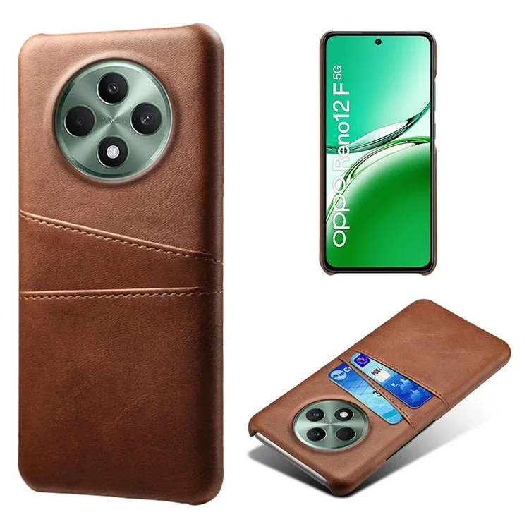 For Oppo Reno12 F 5G Case Dual Card Slots PU Leather + Hard PC Phone Cover - Orange-Cellmalls