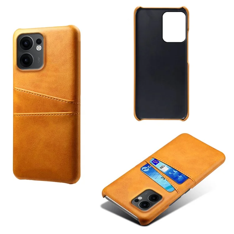 For Oppo Reno13 F 5G Case Dual Card Slots PU Leather + Hard PC Phone Cover - Orange-Cellmalls
