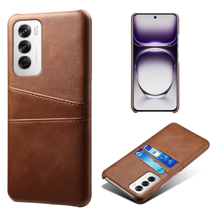 For Oppo Reno12 5G (Global) Case Dual Card Slots PU Leather + Hard PC Phone Cover - Orange-Cellmalls