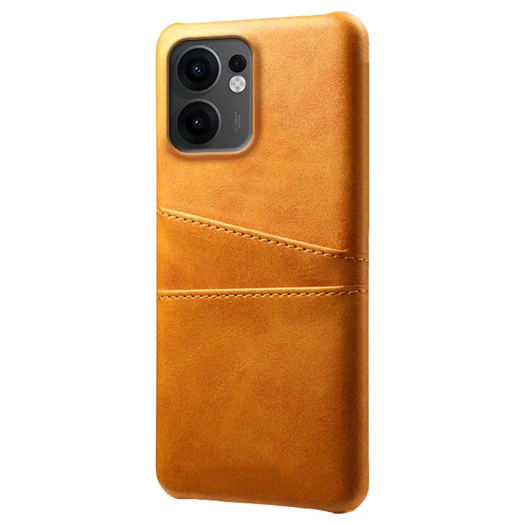 For Oppo Reno13 F 5G Case Dual Card Slots PU Leather + Hard PC Phone Cover - Orange-Cellmalls