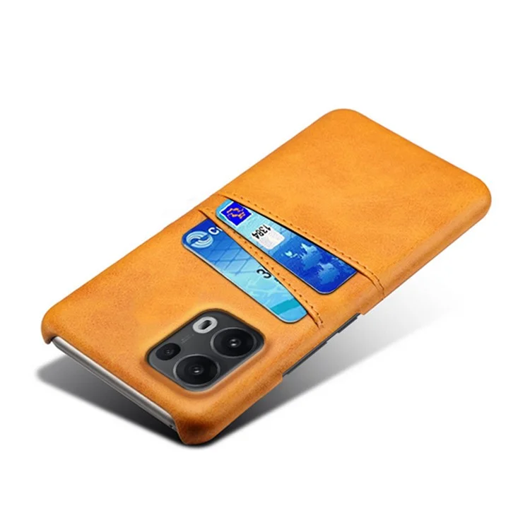 For Oppo Reno13 Pro 5G Case Dual Card Slots PU Leather + Hard PC Phone Cover - Orange-Cellmalls