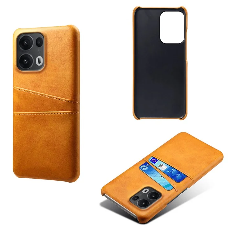 For Oppo Reno13 Pro 5G Case Dual Card Slots PU Leather + Hard PC Phone Cover - Orange-Cellmalls