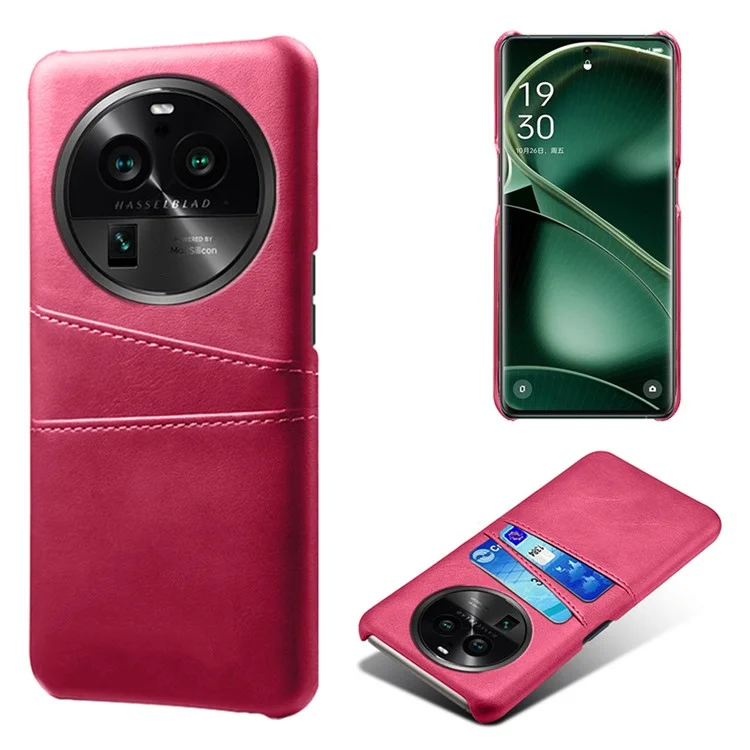 Phone Case for Oppo Find X6 Pro Back Shell, Dual Card Slots PU Leather Coated PC Cover - Black-Cellmalls