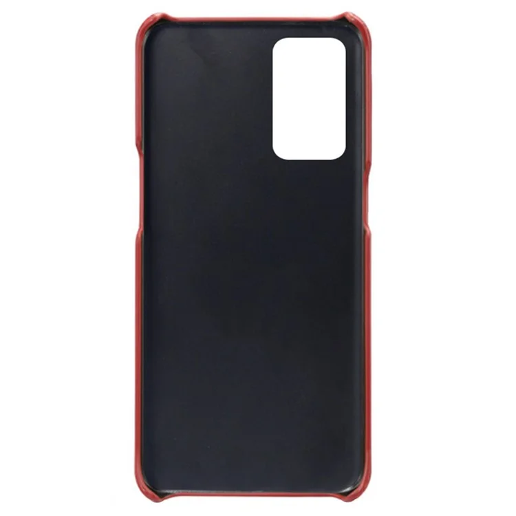KSQ Double Card Slots PU Leather Coated PC Shell Cover Case for Oppo Reno6 5G - Red-Cellmalls