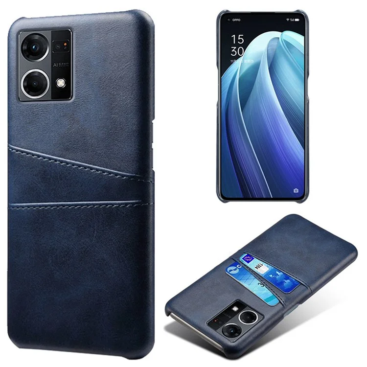 For Oppo Reno7 4G Multipurpose Phone Case with Two Card Slots Phone Protector PU Leather Coated Hard PC Cover - Black-Cellmalls