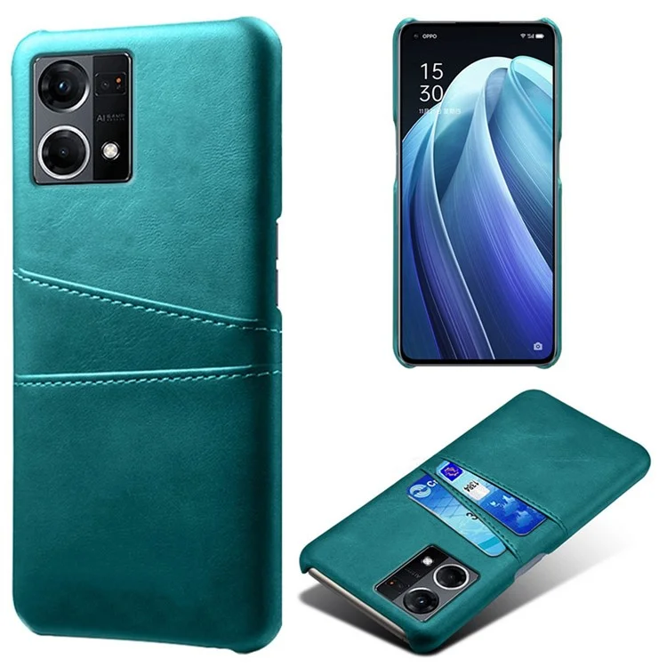 For Oppo Reno7 4G Multipurpose Phone Case with Two Card Slots Phone Protector PU Leather Coated Hard PC Cover - Black-Cellmalls