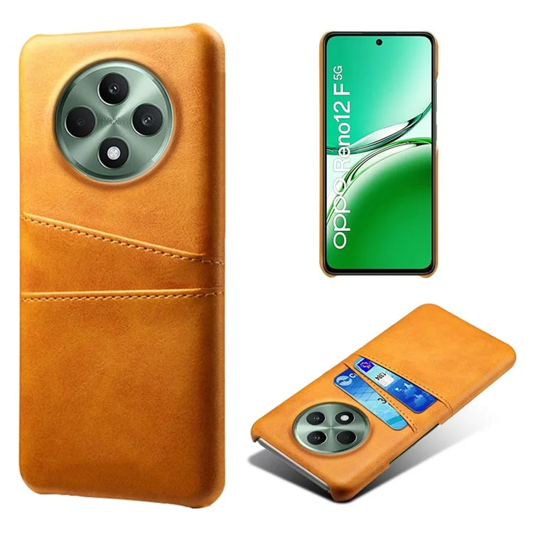 For Oppo Reno12 F 5G Case Dual Card Slots PU Leather + Hard PC Phone Cover - Orange-Cellmalls