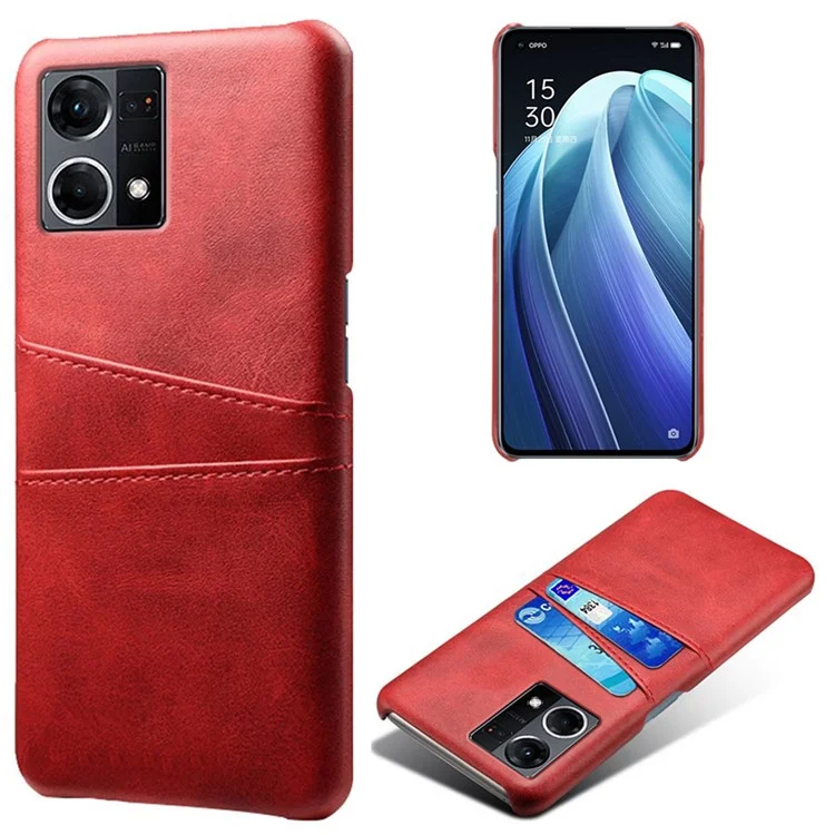 For Oppo Reno7 4G Multipurpose Phone Case with Two Card Slots Phone Protector PU Leather Coated Hard PC Cover - Black-Cellmalls
