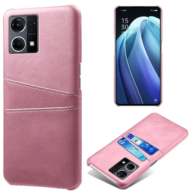 For Oppo Reno7 4G Multipurpose Phone Case with Two Card Slots Phone Protector PU Leather Coated Hard PC Cover - Black-Cellmalls