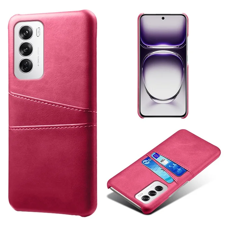 For Oppo Reno12 5G (Global) Case Dual Card Slots PU Leather + Hard PC Phone Cover - Orange-Cellmalls
