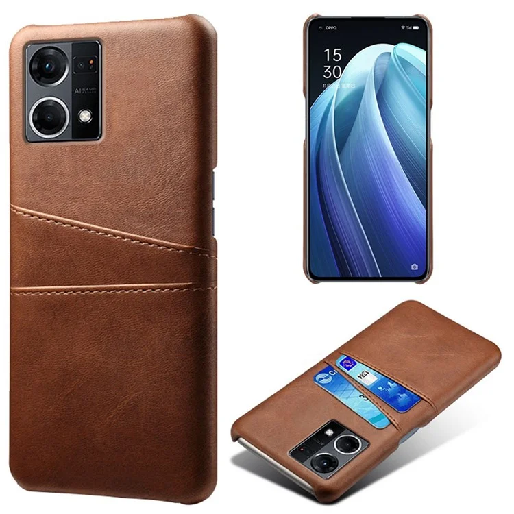 For Oppo Reno7 4G Multipurpose Phone Case with Two Card Slots Phone Protector PU Leather Coated Hard PC Cover - Black-Cellmalls