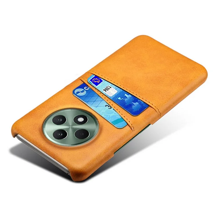 For Oppo Reno12 F 5G Case Dual Card Slots PU Leather + Hard PC Phone Cover - Orange-Cellmalls