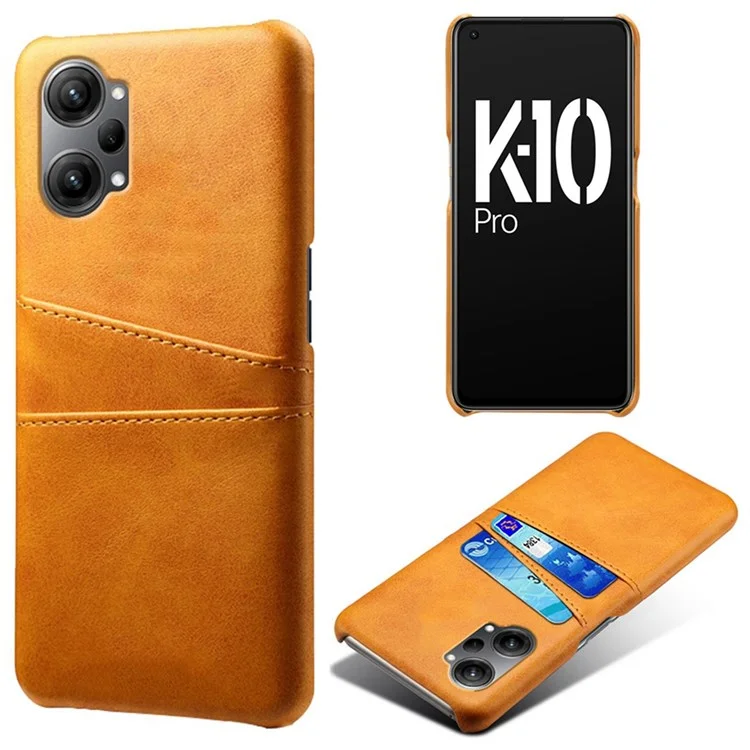 For Oppo K10 Pro 5G Anti-fall Phone Case Thin Card Slots Back Case PU Leather Coated Hard PC Cover - Black-Cellmalls