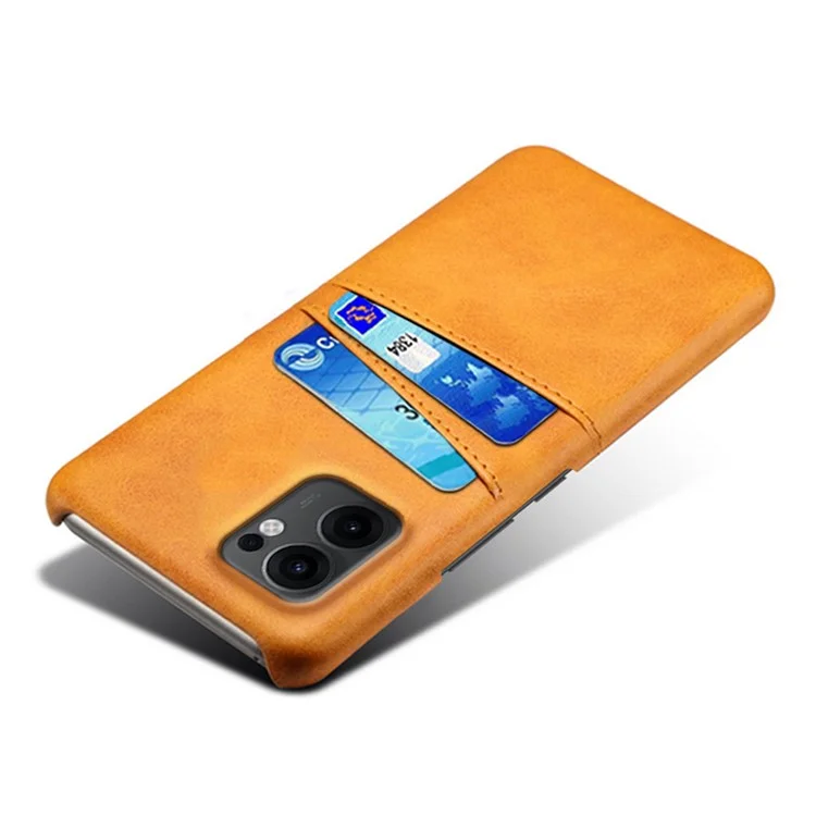 For Oppo Reno13 F 5G Case Dual Card Slots PU Leather + Hard PC Phone Cover - Orange-Cellmalls