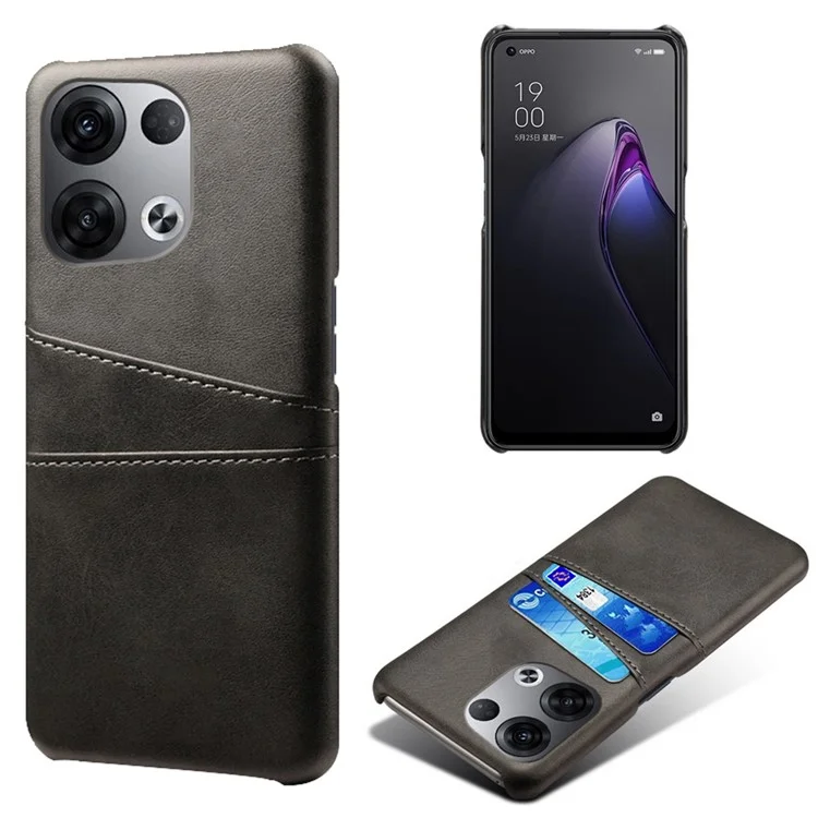 For Oppo Reno8 5G (China) / Reno8 5G (Global) Multipurpose Card Slots Phone Protector PU Leather Coated Hard PC Cover Case - Black-Cellmalls