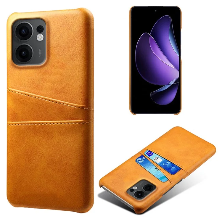 For Oppo Reno13 F 5G Case Dual Card Slots PU Leather + Hard PC Phone Cover - Orange-Cellmalls
