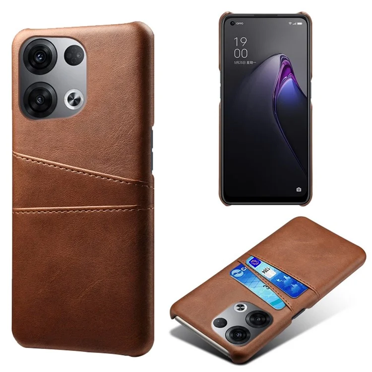 For Oppo Reno8 5G (China) / Reno8 5G (Global) Multipurpose Card Slots Phone Protector PU Leather Coated Hard PC Cover Case - Black-Cellmalls