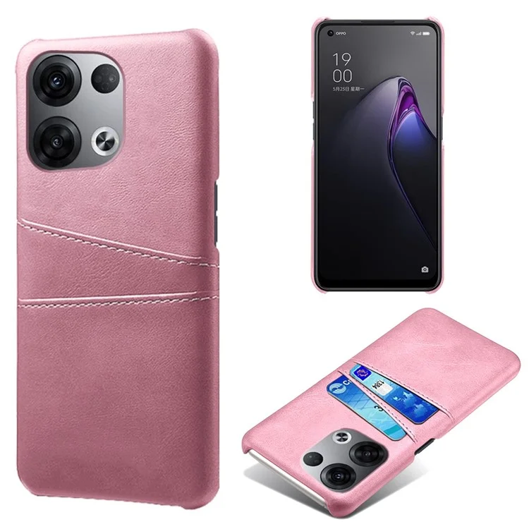 For Oppo Reno8 5G (China) / Reno8 5G (Global) Multipurpose Card Slots Phone Protector PU Leather Coated Hard PC Cover Case - Black-Cellmalls