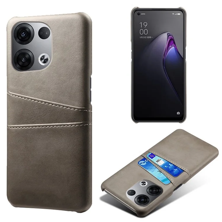 For Oppo Reno8 5G (China) / Reno8 5G (Global) Multipurpose Card Slots Phone Protector PU Leather Coated Hard PC Cover Case - Black-Cellmalls