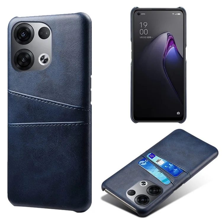 For Oppo Reno8 5G (China) / Reno8 5G (Global) Multipurpose Card Slots Phone Protector PU Leather Coated Hard PC Cover Case - Black-Cellmalls