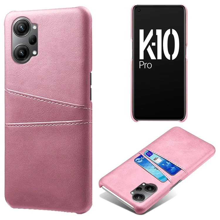 For Oppo K10 Pro 5G Anti-fall Phone Case Thin Card Slots Back Case PU Leather Coated Hard PC Cover - Black-Cellmalls