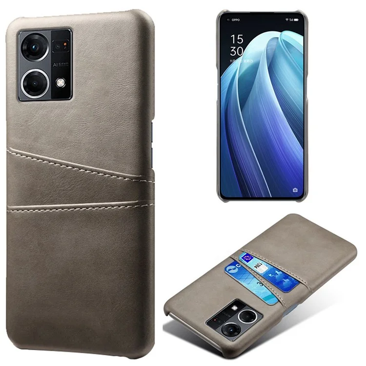 For Oppo Reno7 4G Multipurpose Phone Case with Two Card Slots Phone Protector PU Leather Coated Hard PC Cover - Black-Cellmalls