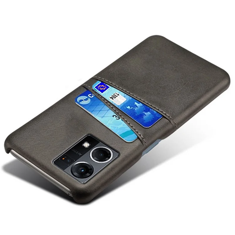 For Oppo Reno7 4G Multipurpose Phone Case with Two Card Slots Phone Protector PU Leather Coated Hard PC Cover - Black-Cellmalls