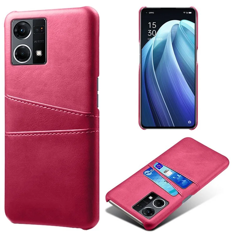 For Oppo Reno7 4G Multipurpose Phone Case with Two Card Slots Phone Protector PU Leather Coated Hard PC Cover - Black-Cellmalls