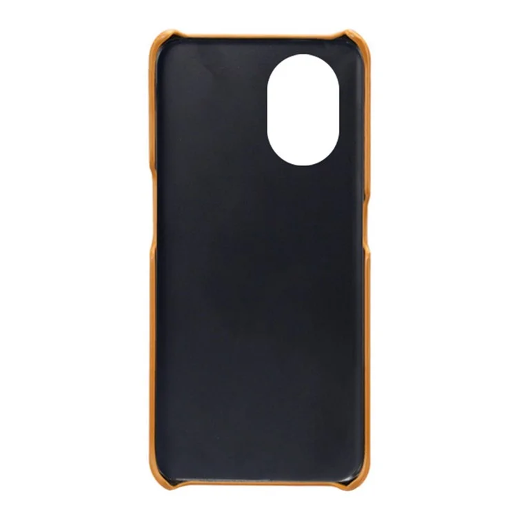 PU Leather Coated Hard PC Case for Oppo Reno8 Lite 5G, Dual Card Slots Well-protected Phone Cover - Orange-Cellmalls