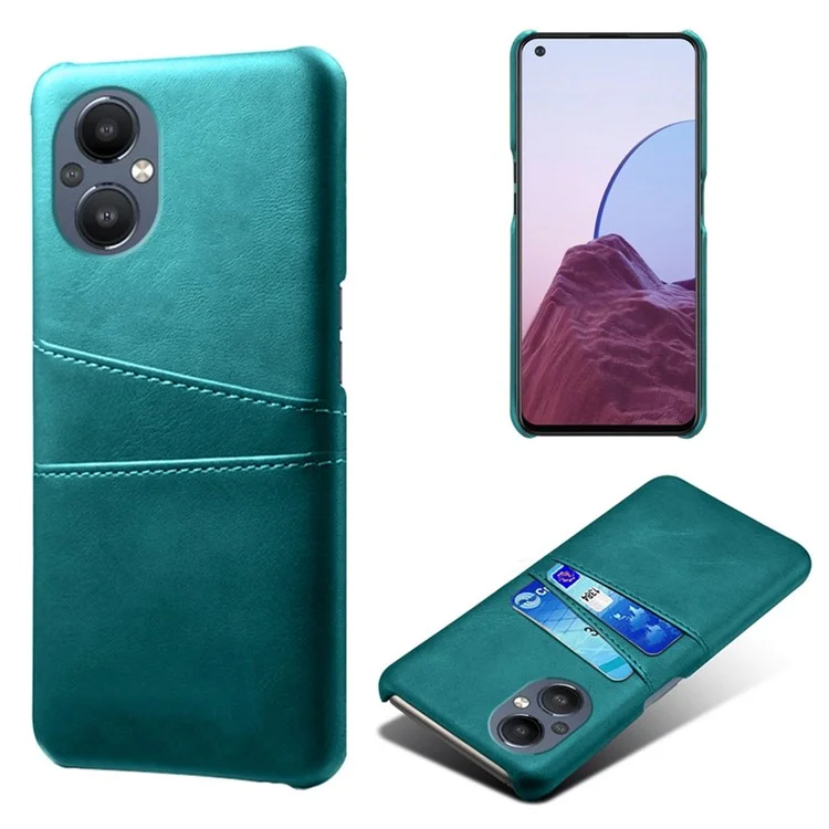 PU Leather Coated Hard PC Case for Oppo Reno8 Lite 5G, Dual Card Slots Well-protected Phone Cover - Orange-Cellmalls