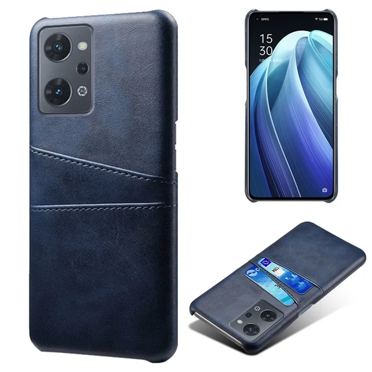 For Oppo Reno7 A (Japan Version) 5G Anti-scratch Anti-fall Dual Card Slots Holder Case PU Leather Coated Hard PC Phone Shell - Orange-Cellmalls