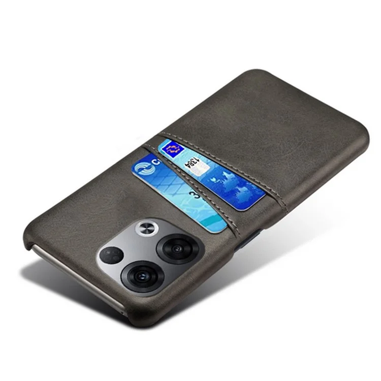 For Oppo Reno8 Pro+ 5G / Reno8 Pro 5G (Global Version) Anti-scratch Cell Phone Protective Case Dual Card Slots PU Leather Coated Hard PC Back Cover - Black-Cellmalls