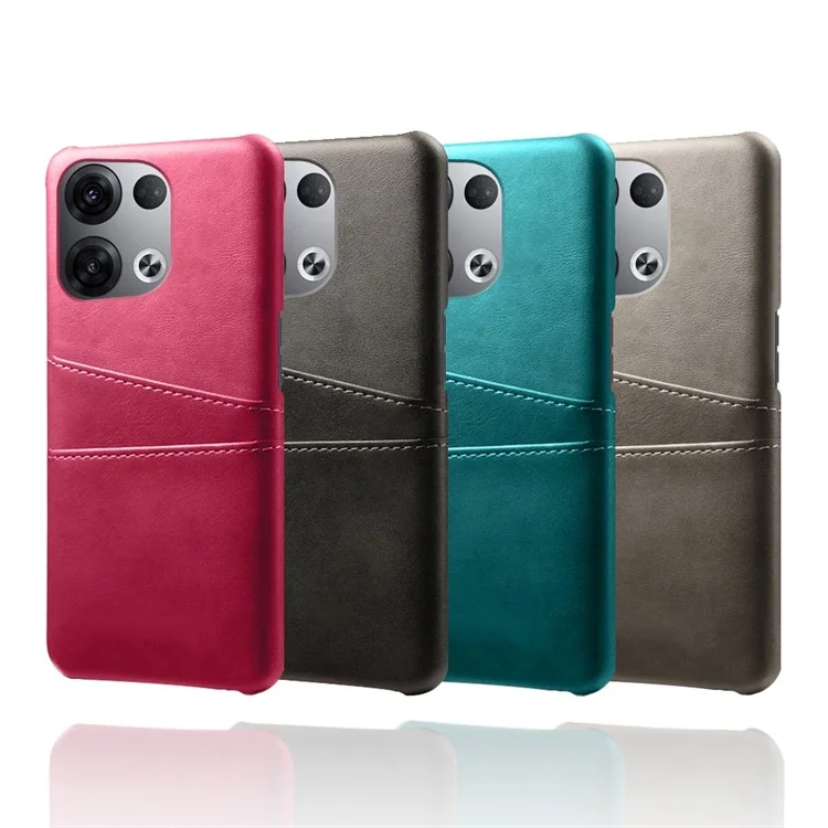 For Oppo Reno8 Pro+ 5G / Reno8 Pro 5G (Global Version) Anti-scratch Cell Phone Protective Case Dual Card Slots PU Leather Coated Hard PC Back Cover - Black-Cellmalls