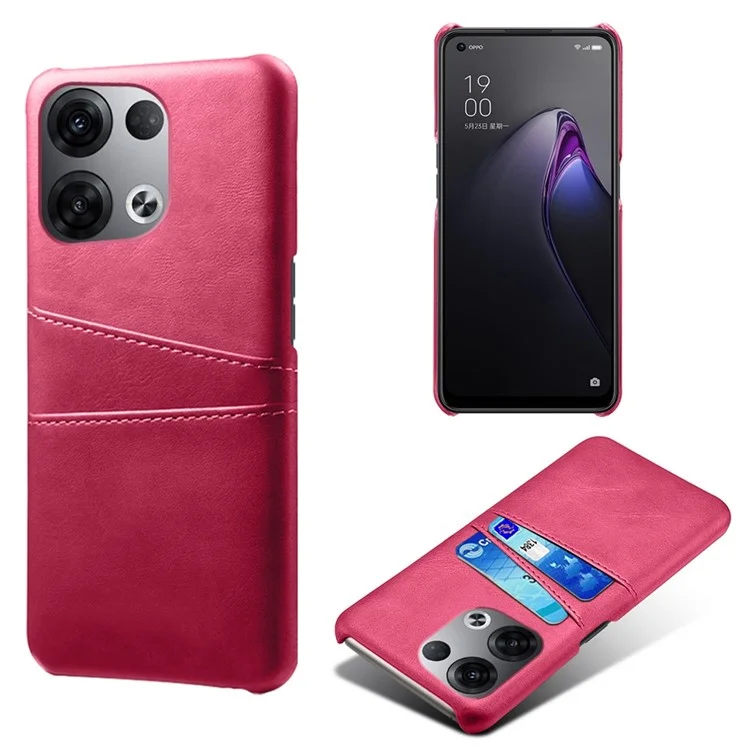 For Oppo Reno8 Pro+ 5G / Reno8 Pro 5G (Global Version) Anti-scratch Cell Phone Protective Case Dual Card Slots PU Leather Coated Hard PC Back Cover - Black-Cellmalls