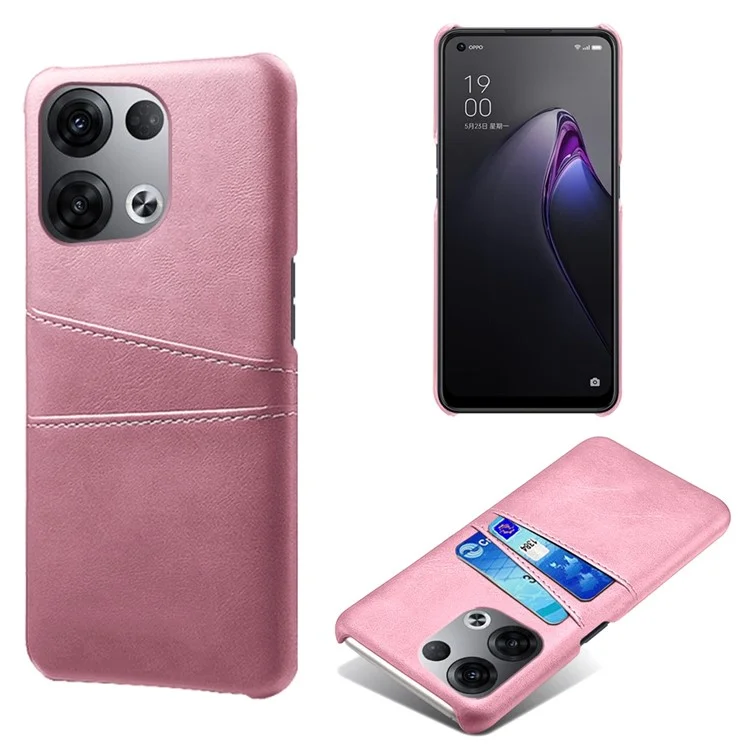 For Oppo Reno8 Pro+ 5G / Reno8 Pro 5G (Global Version) Anti-scratch Cell Phone Protective Case Dual Card Slots PU Leather Coated Hard PC Back Cover - Black-Cellmalls