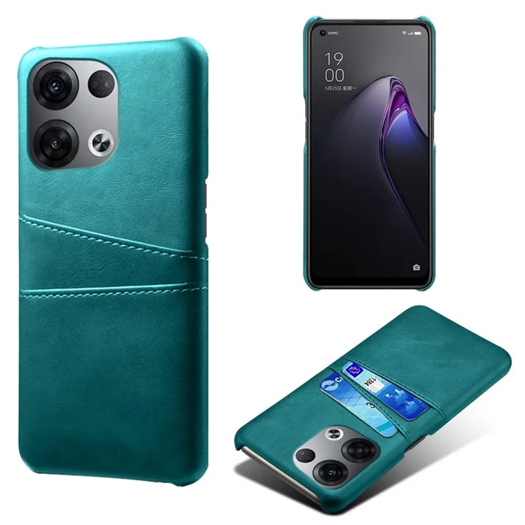 For Oppo Reno8 Pro+ 5G / Reno8 Pro 5G (Global Version) Anti-scratch Cell Phone Protective Case Dual Card Slots PU Leather Coated Hard PC Back Cover - Black-Cellmalls