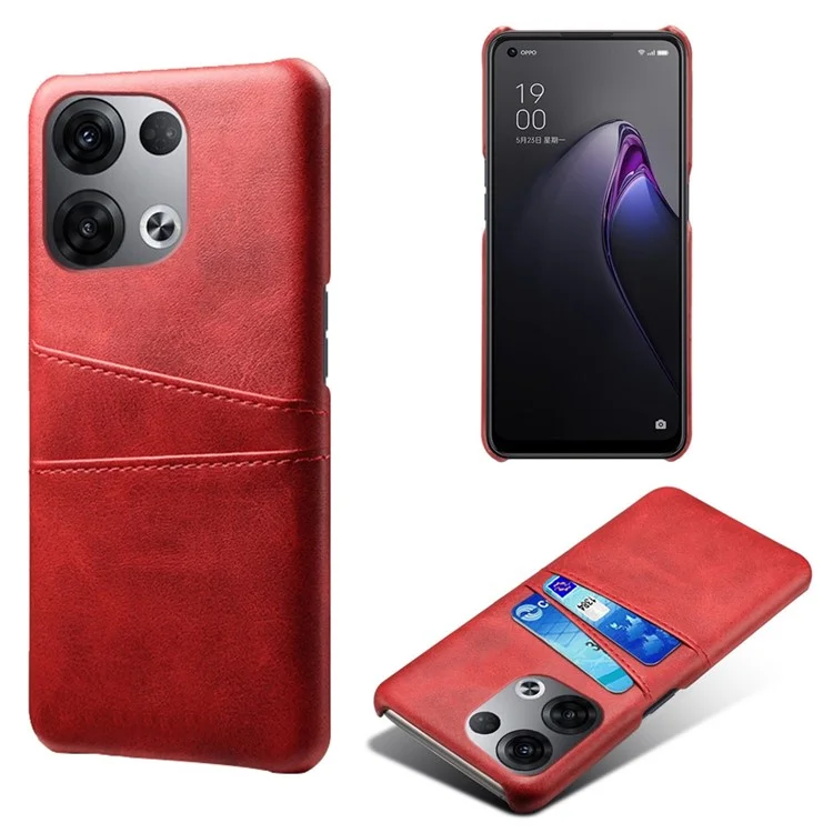 For Oppo Reno8 Pro+ 5G / Reno8 Pro 5G (Global Version) Anti-scratch Cell Phone Protective Case Dual Card Slots PU Leather Coated Hard PC Back Cover - Black-Cellmalls
