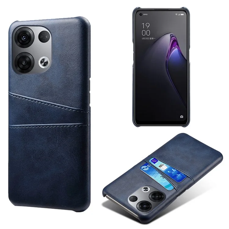 For Oppo Reno8 Pro+ 5G / Reno8 Pro 5G (Global Version) Anti-scratch Cell Phone Protective Case Dual Card Slots PU Leather Coated Hard PC Back Cover - Black-Cellmalls