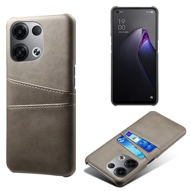For Oppo Reno8 Pro+ 5G / Reno8 Pro 5G (Global Version) Anti-scratch Cell Phone Protective Case Dual Card Slots PU Leather Coated Hard PC Back Cover - Black-Cellmalls