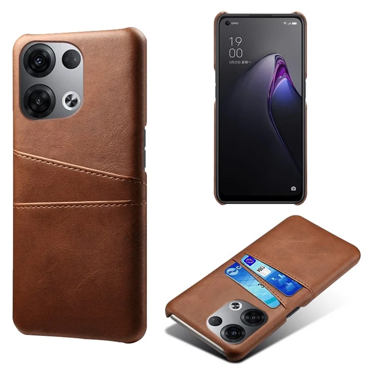 For Oppo Reno8 Pro+ 5G / Reno8 Pro 5G (Global Version) Anti-scratch Cell Phone Protective Case Dual Card Slots PU Leather Coated Hard PC Back Cover - Black-Cellmalls