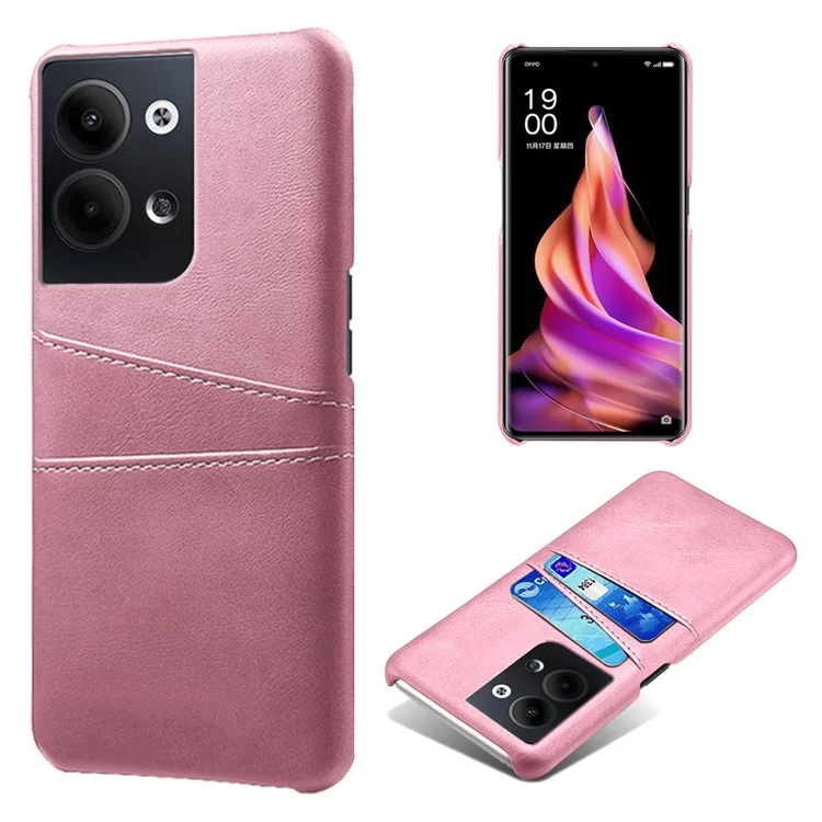 For Oppo Reno9 5G / Reno9 Pro 5G Phone Case with 2 Card Slots Pocket PU Leather + Hard PC Cover - Black-Cellmalls