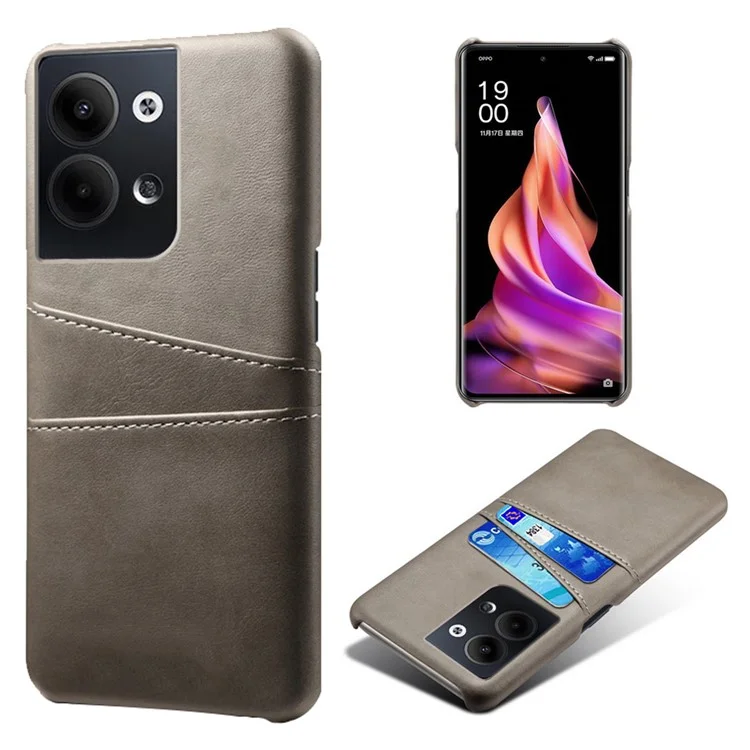 For Oppo Reno9 5G / Reno9 Pro 5G Phone Case with 2 Card Slots Pocket PU Leather + Hard PC Cover - Black-Cellmalls