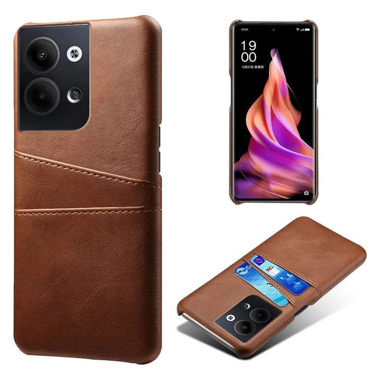 For Oppo Reno9 5G / Reno9 Pro 5G Phone Case with 2 Card Slots Pocket PU Leather + Hard PC Cover - Black-Cellmalls